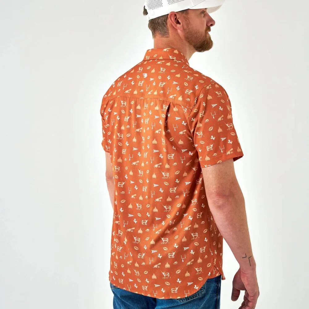 Burlebo University of Texas Longhorns Orange Button Up Shirt Men's XL Quick Dry - Picture 2 of 11